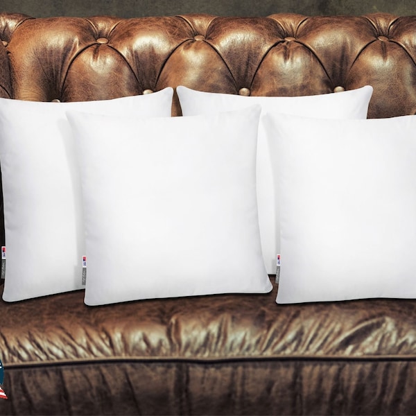 Set of Four  Made in USA  Pillow Insert Form Cushion Euro Sham Microfiber White  14x14 16x16 18x18 20x20 22x22 24x24 26x26 28x28