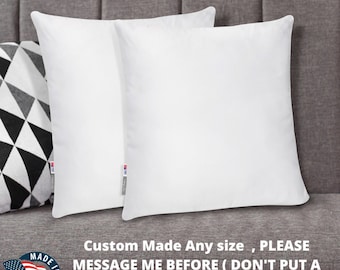 Set of Two Made in USA  Pillow Insert Form Cushion Euro Sham Microfiber White  14x14 16x16 18x18 20x20 22x22 24x24 26x26 28x28