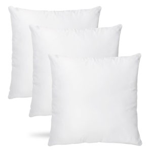 Set of  Three Made in USA Pillow Insert Form Cushion Euro Sham Microfiber White 14x14 16x16 18x18 20x20 22x22 24x24 26x26 28x28