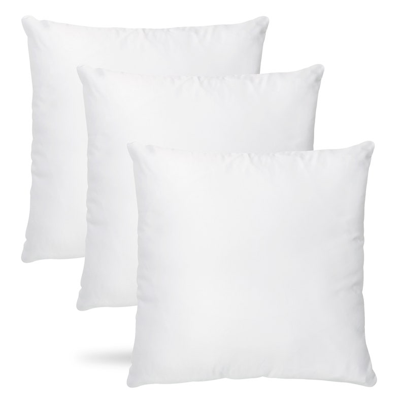 Set of Three Made in USA Pillow Insert Form Cushion Euro Sham Microfiber White 14x14 16x16 18x18 20x20 22x22 24x24 26x26 28x28 image 1