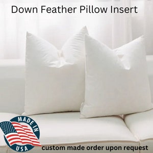 Down feather pillow insert MADE IN USA White Feather