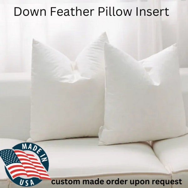 Down feather pillow insert MADE IN USA White Feather