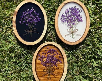 Pressed Floral Wall Art | Framed Pressed Flower | Resin Pressed Flower Frame | Pressed Dried Flower wall decor | Real Flower Art | Purple