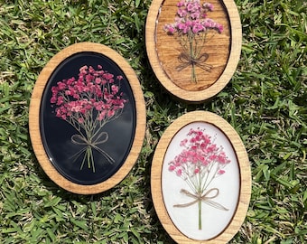 Pressed Floral Wall Art | Framed Pressed Flower | Resin Pressed Flower Frame | Pressed Dried Flower wall decor | Real Flower Art | Pink