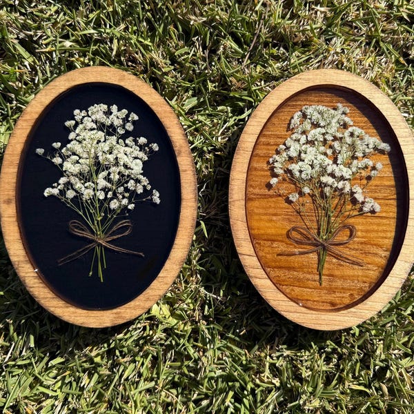 Handmade Resin Pressed Flower Frame: White Baby's Breath Floral Wall Art