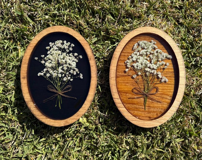 Handmade Resin Pressed Flower Frame: White Baby's Breath Floral Wall Art