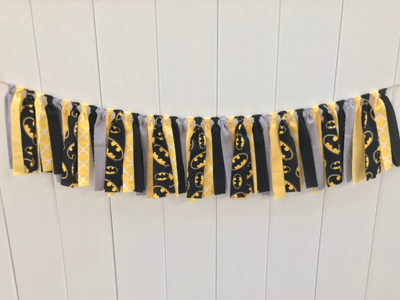 Batman Fabric Banner Scrappy Banner Photo Prop Batman Party Batman Birthday Fabric Banner Highchair Banner Fabric Garland Batman