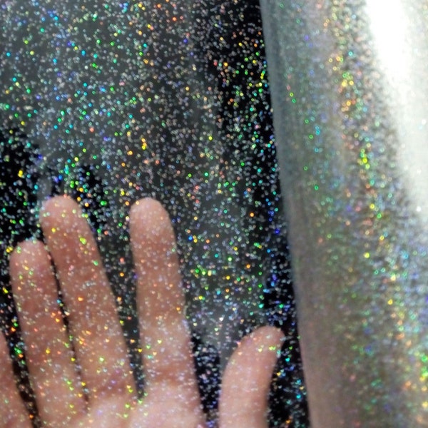 A4 Size Fabric Oil Cloth Clear Rainbow Glitter PVC See Through Vinyl Holographic Hologram