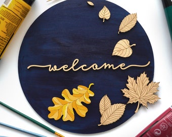 Painting DIY Kit: Welcome / Fall & Leaves - for families, kids, or adults