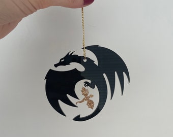Fourth Wing Black and Gold dragons ornament - Tairn and Andarna