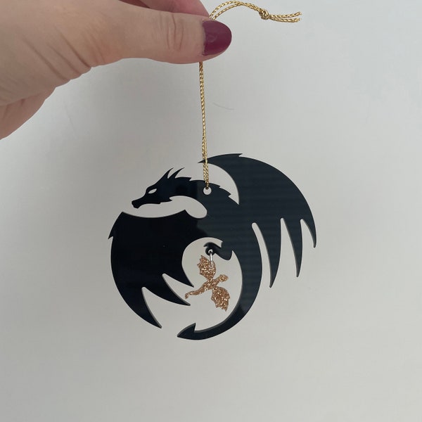 Fourth Wing Black and Gold dragons ornament - Tairn and Andarna