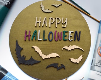Painting DIY Kit: Happy Halloween & Bats - for families, kids, or adults