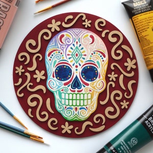 Kit de bricolage de peinture: Day of the Dead Skull - pour les familles, les enfants ou les adultes
