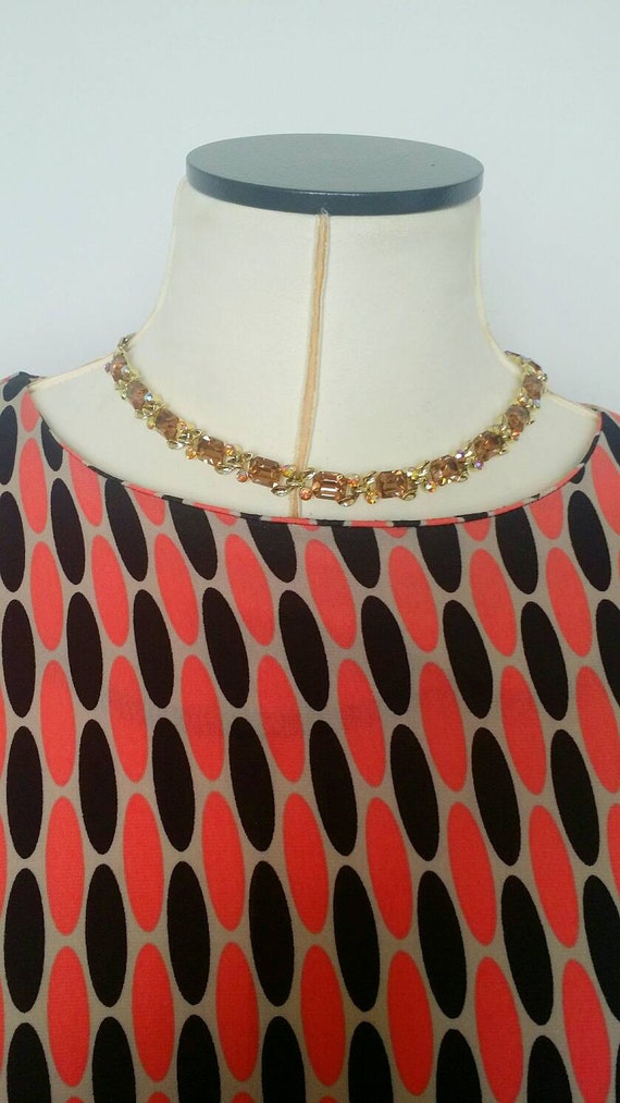 Vintage Lisner Amber 50's Rhinestone Necklace