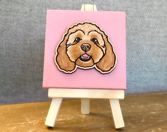 Custom Mini Canvas Pet Portrait Painting WITH Easel