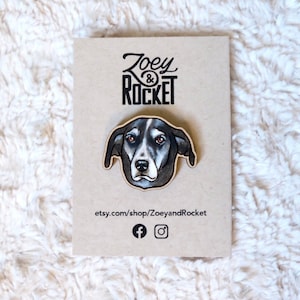 Lapel Pin: Painted Custom Wood Pet Illustrated Portrait Lapel Pin | Dog | Cat | Etc.