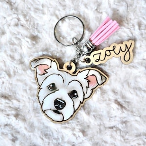 1 Pet Keychain: Hand Painted Custom Pet Portrait Keychain Illustrated Dog Cat Etc. image 2