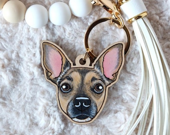 Custom Pet Portrait Beaded Wristlet | Hand Painted | Engraved | Dog | Cat | Memorial Gift