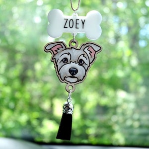 1 Pet Rear View Mirror Charm: Painted Custom Illustrated Pet Portrait Dog Cat Etc. image 2