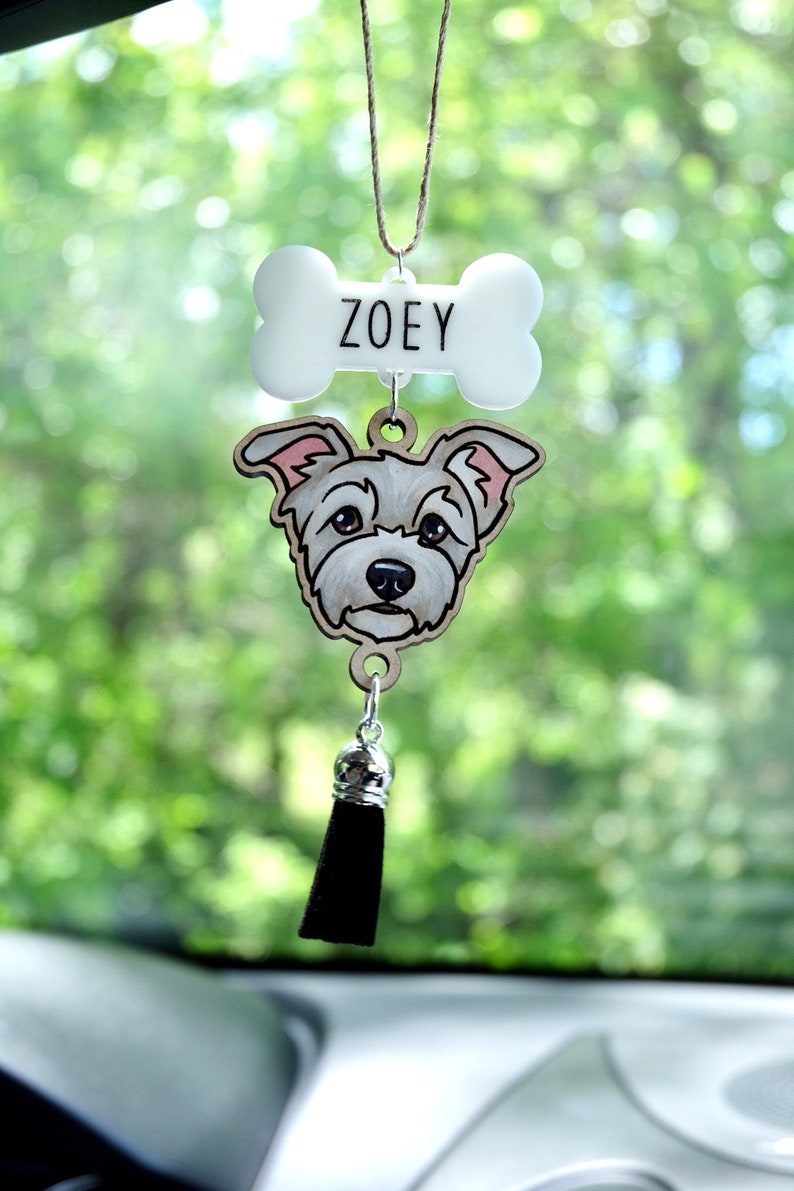 1 Pet Rear View Mirror Charm: Painted Custom Illustrated Pet Portrait Dog Cat Etc. image 2