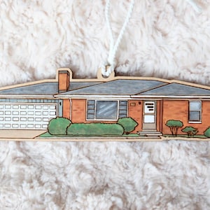 Custom House Portrait Ornament | Hand Painted | Engraved | Holiday Gift