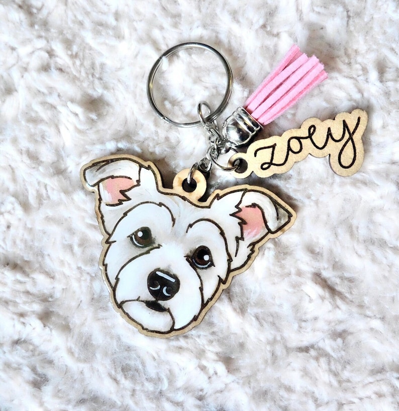 1 Pet Keychain: Hand Painted Custom Pet Portrait Keychain Illustrated Dog Cat Etc. image 2