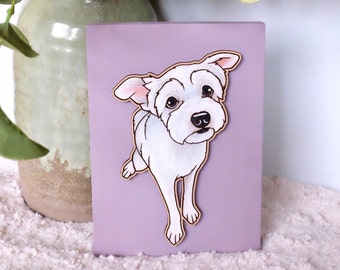 Custom 5 x 7 Pet Portrait Painting on Wood Canvas | Dog | Cat