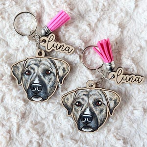 Custom Pet Portrait Keychain | Hand Painted | Engraved | Dog | Cat | Memorial Gift image 4