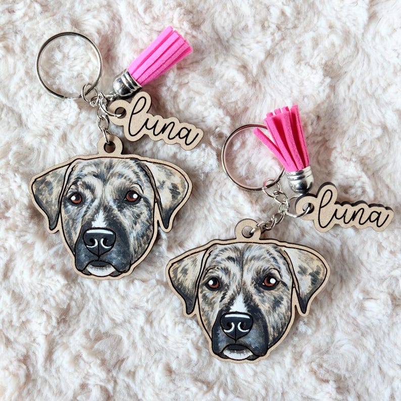 Custom Pet Portrait Keychain | Hand Painted | Engraved | Dog | Cat | Memorial Gift image 4