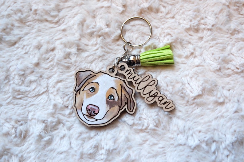 1 Pet Keychain: Hand Painted Custom Pet Portrait Keychain Illustrated Dog Cat Etc. image 5