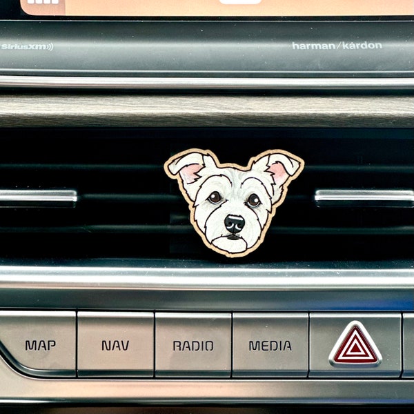 Custom Pet Portrait Vent Clip | Hand Painted | Engraved | Dog | Cat | Memorial Gift