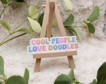 Cool People Love Doodles Groovy Rainbow Sticker