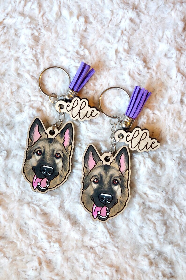 1 Pet Keychain: Hand Painted Custom Pet Portrait Keychain Illustrated Dog Cat Etc. image 4