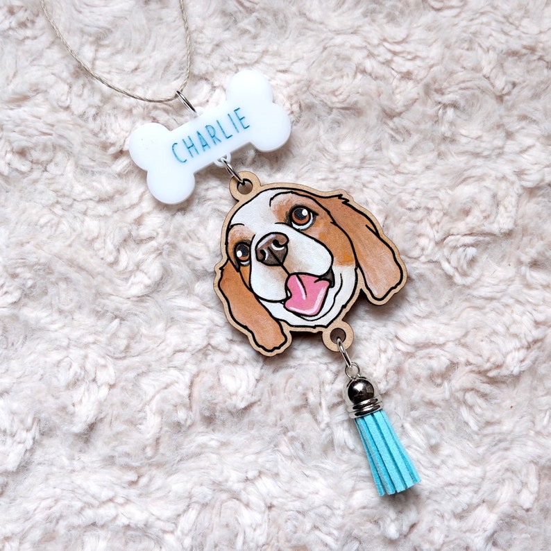 1 Pet Rear View Mirror Charm: Painted Custom Illustrated Pet Portrait Dog Cat Etc. image 6