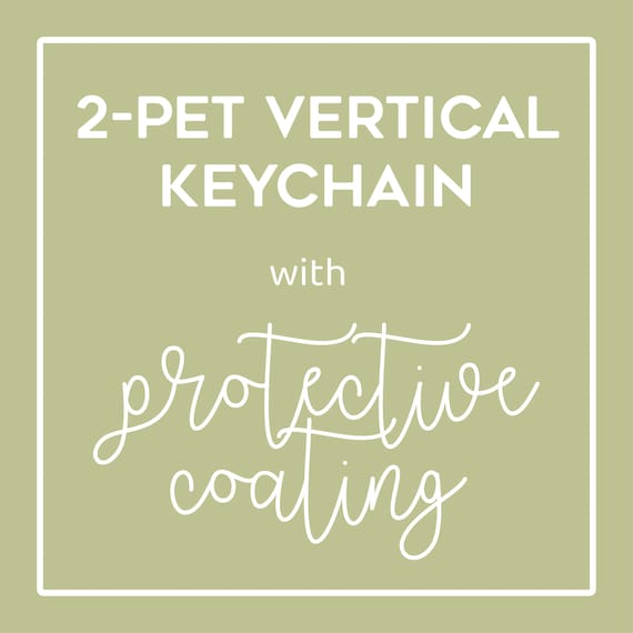 Custom 2 Pet Portrait Keychain | Protective Coating | Hand Painted | Engraved | Dog | Cat | Memorial Gift