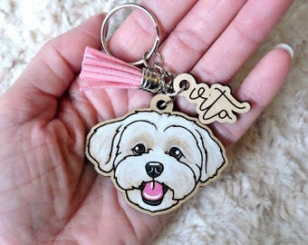 1 Pet Keychain: Hand Painted Custom Pet Portrait Keychain | Illustrated | Dog | Cat | Etc.