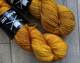 DK weight merino yarn 100% Superwash Merino Sweater weight yarn. Double Knit Weight yarn. Semi Solid Tonal  Golden Yellow | Midas DK