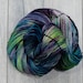 Canadian Hand-dyed yarn. 80/20 Superwash Merino/Nylon Sock Yarn. 113g 400yards. Ready to Ship. Demonhunter. Multi-colored green and purple