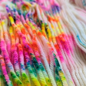 Neon Rainbow Yarn. Speckled Sock Yarn. Hand Dyed Sock Yarn for Knitting & Crochet. Lux Clara EDS image 2