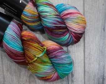 DK weight merino yarn 100% Superwash Merino Sweater weight yarn. Double Knit Weight yarn. Multi-colored rainbow yarn | Fairy Dragon DK