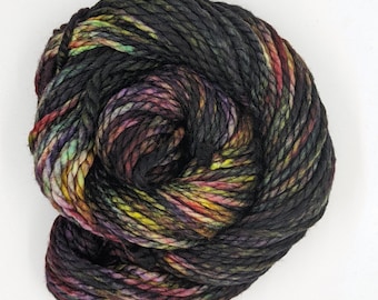 Hand Dyed Super Bulky Yarn. Black Rainbow Variegated Yarn. Super Chunky Hand Dyed Yarn. Ideal for Quick Knitting Projects | Bifrost BBB