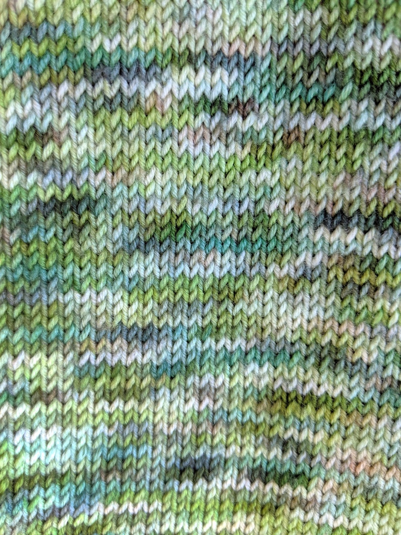 Canadian Hand-dyed yarn. 80/20 Superwash Merino/Nylon Sock Yarn 115g 400yards. Multicolored Green Yarn. Forest Moon EDS image 4
