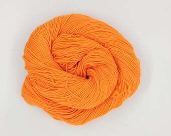 Canadian Hand-dyed yarn. 80/20 Superwash Merino/Nylon Sock Yarn. 113g 400yards.  Neon Orange Tonal Yarn. Semi-Solid Yarn | Neon Orange EDS