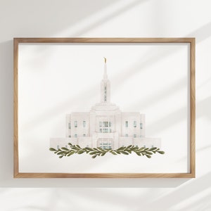 Pocatello, Idaho, LDS temple, watercolor, instant download, wedding gift, home decor