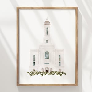 Smithfield Utah, LDS temple, watercolor, instant download, wedding gift, home decor