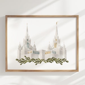 San Diego, LDS temple, watercolor, instant download, wedding gift, home decor