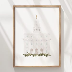 Nauvoo LDS temple, watercolor, instant download, wedding gift, home decor