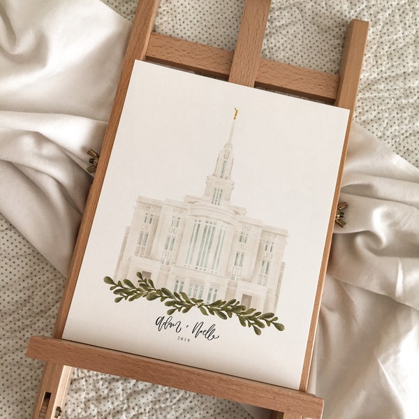 Payson Utah, LDS temple, watercolor, instant download, wedding gift, home decor