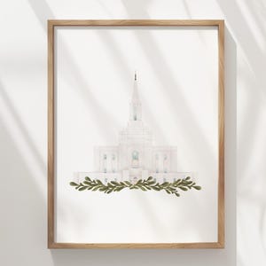 Orem, Utah, LDS temple, watercolor, instant download, wedding gift, home decor