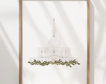 Orem, Utah, LDS temple, watercolor, instant download, wedding gift, home decor